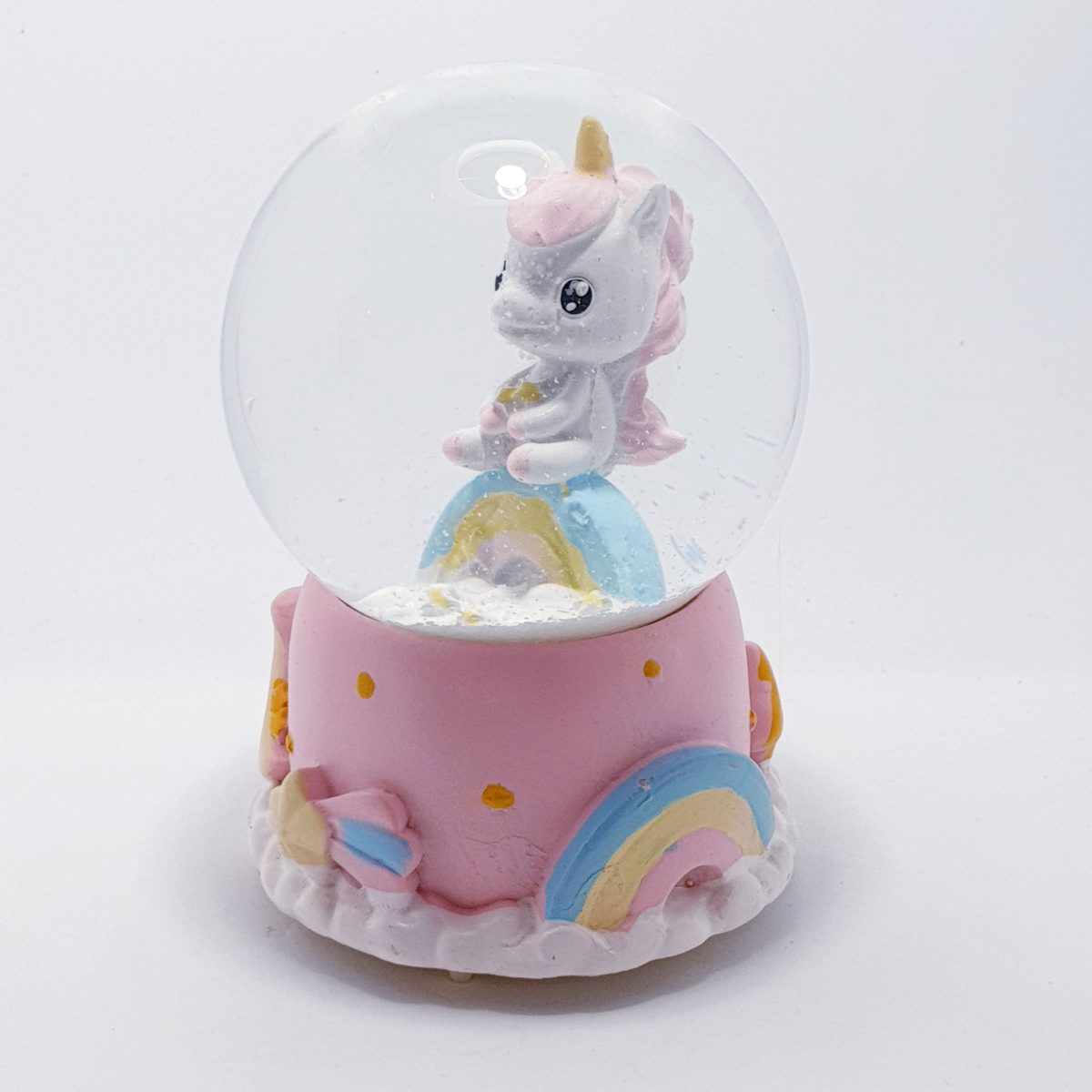 Medium Snow Globe - Pink Unicorn - Pink Base