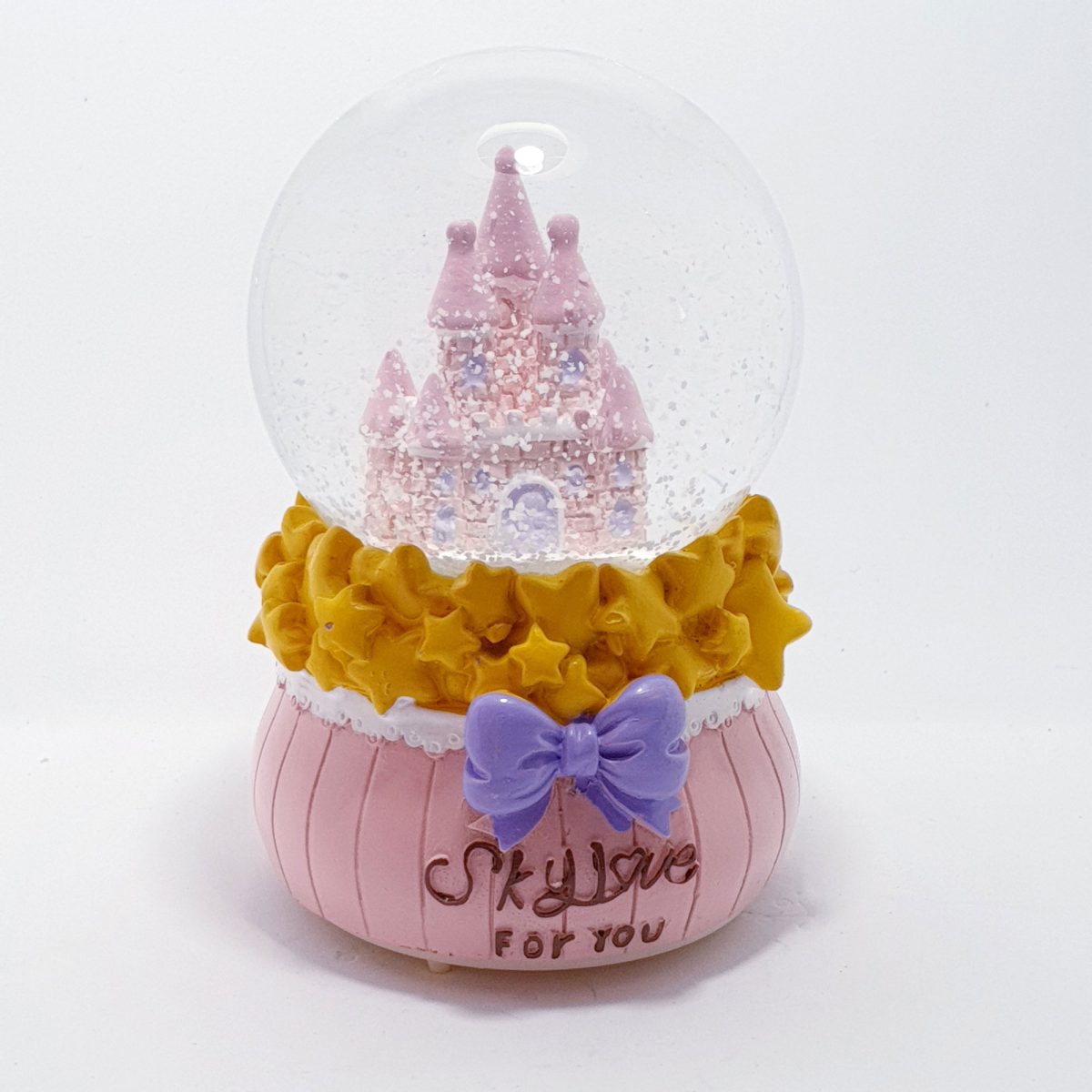 Medium Snow Globe - Pink Castle - Pink Base