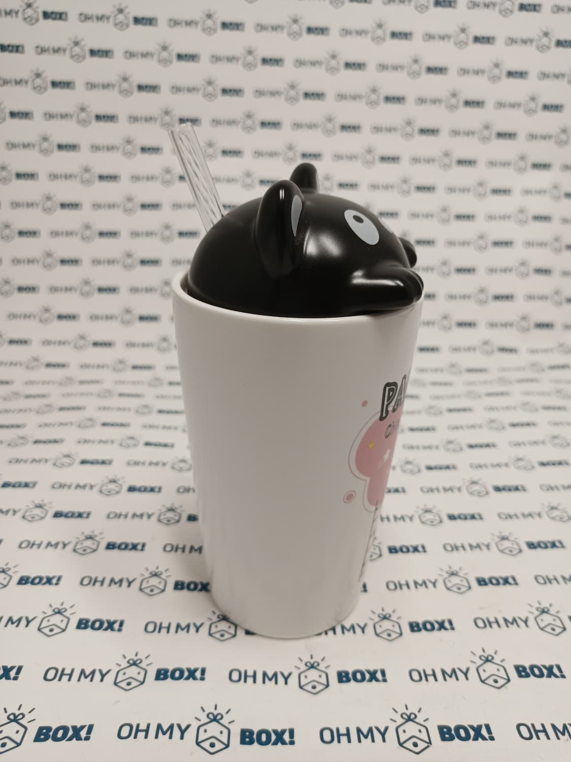 Panda Mug With Glass Straw