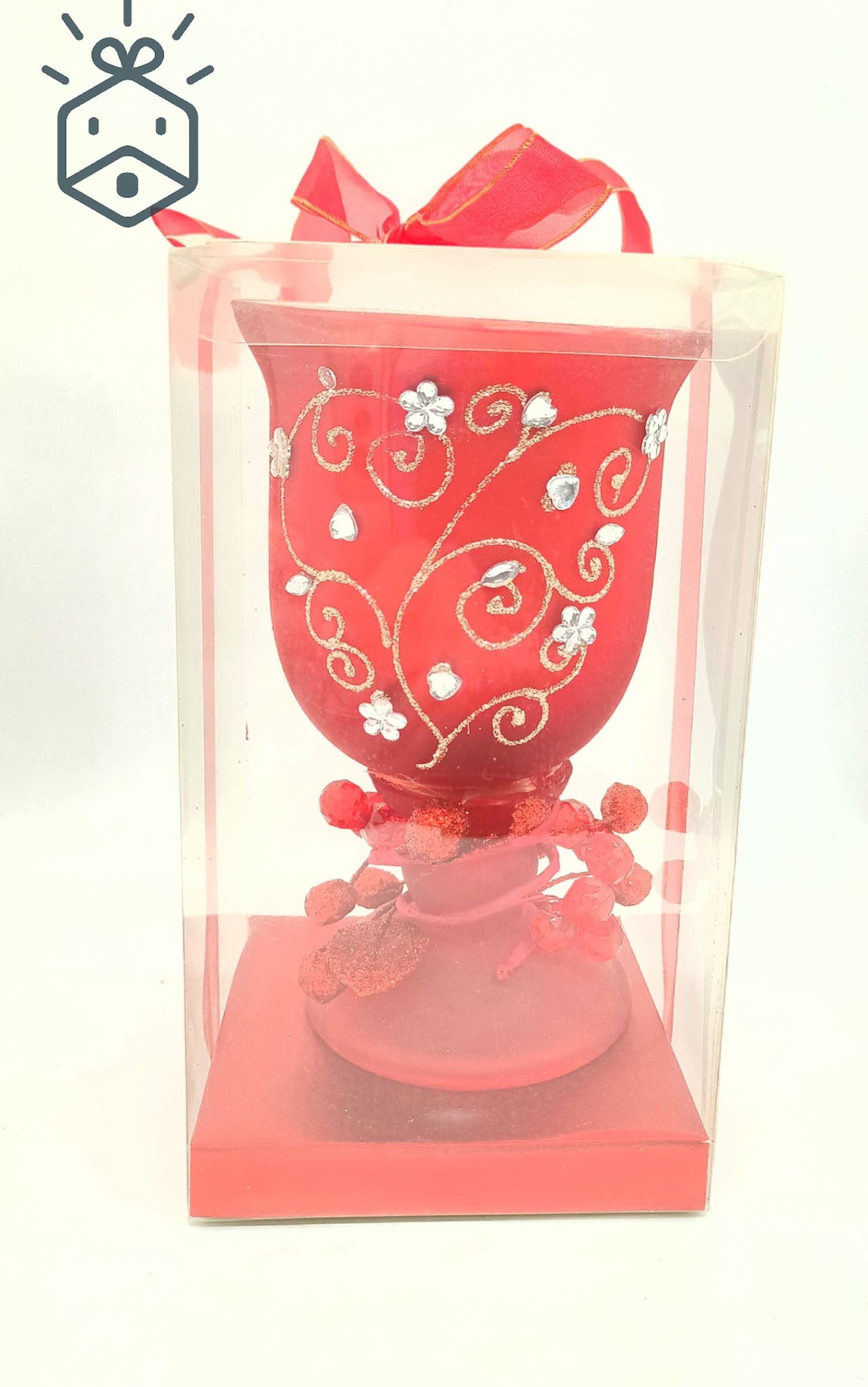 Valentine Red Cup - Flowers And Beads