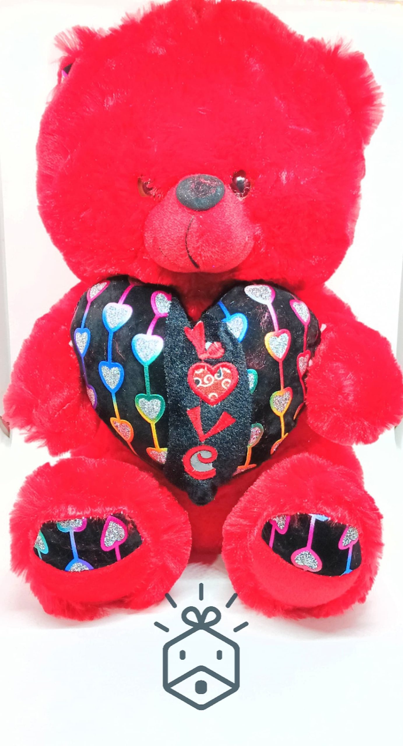 Red Bear With Black Heart