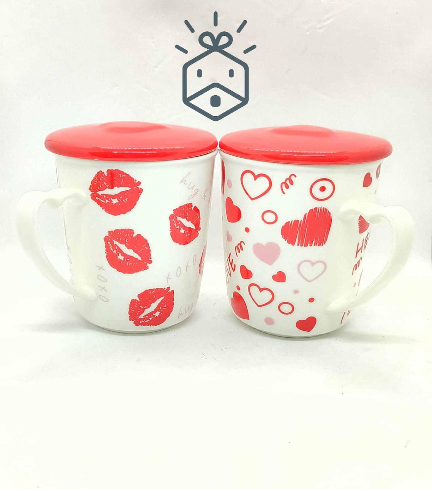 Couple Mugs - Heart And Kisses