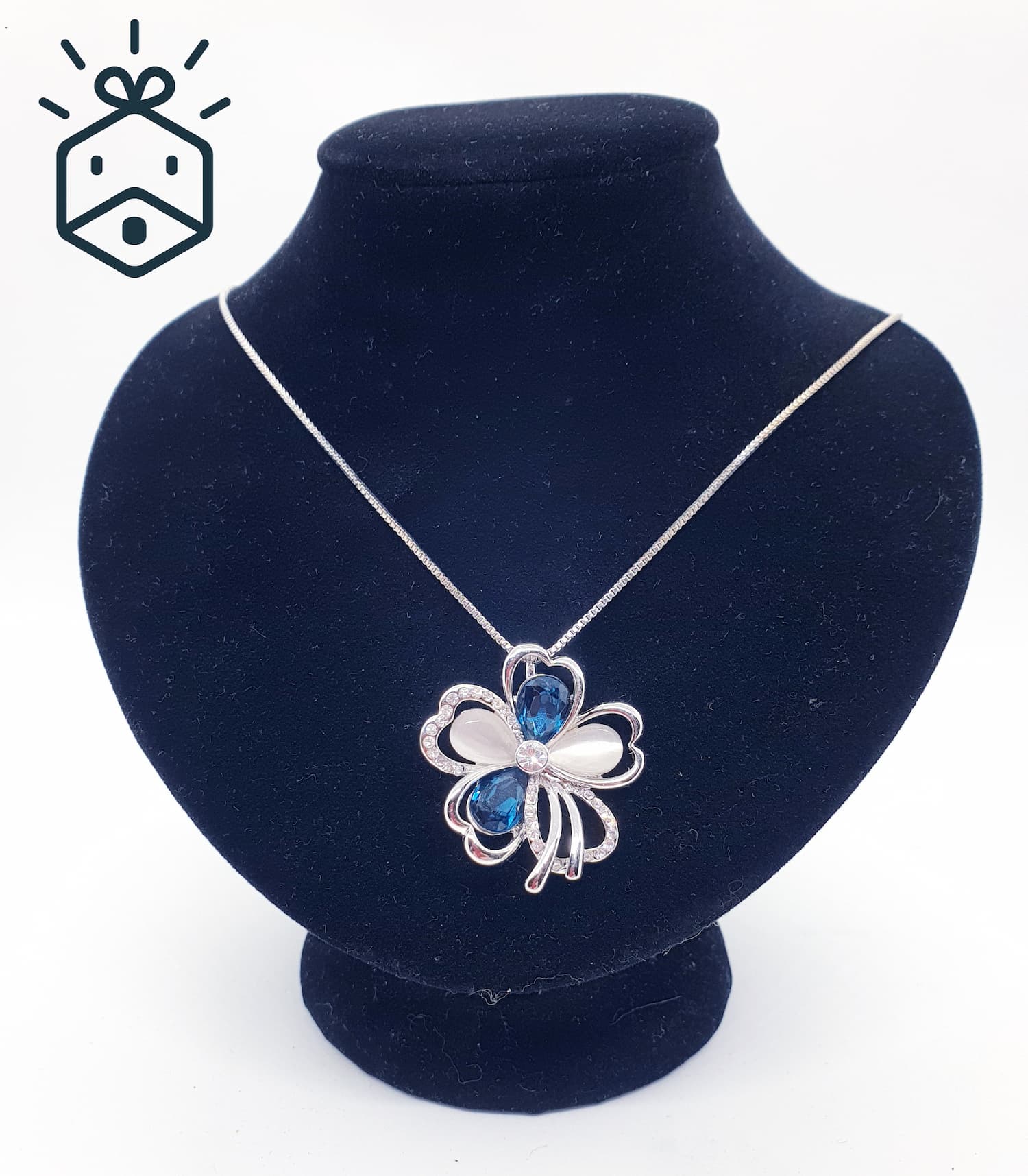 Necklace With Pendant - Blue Flower