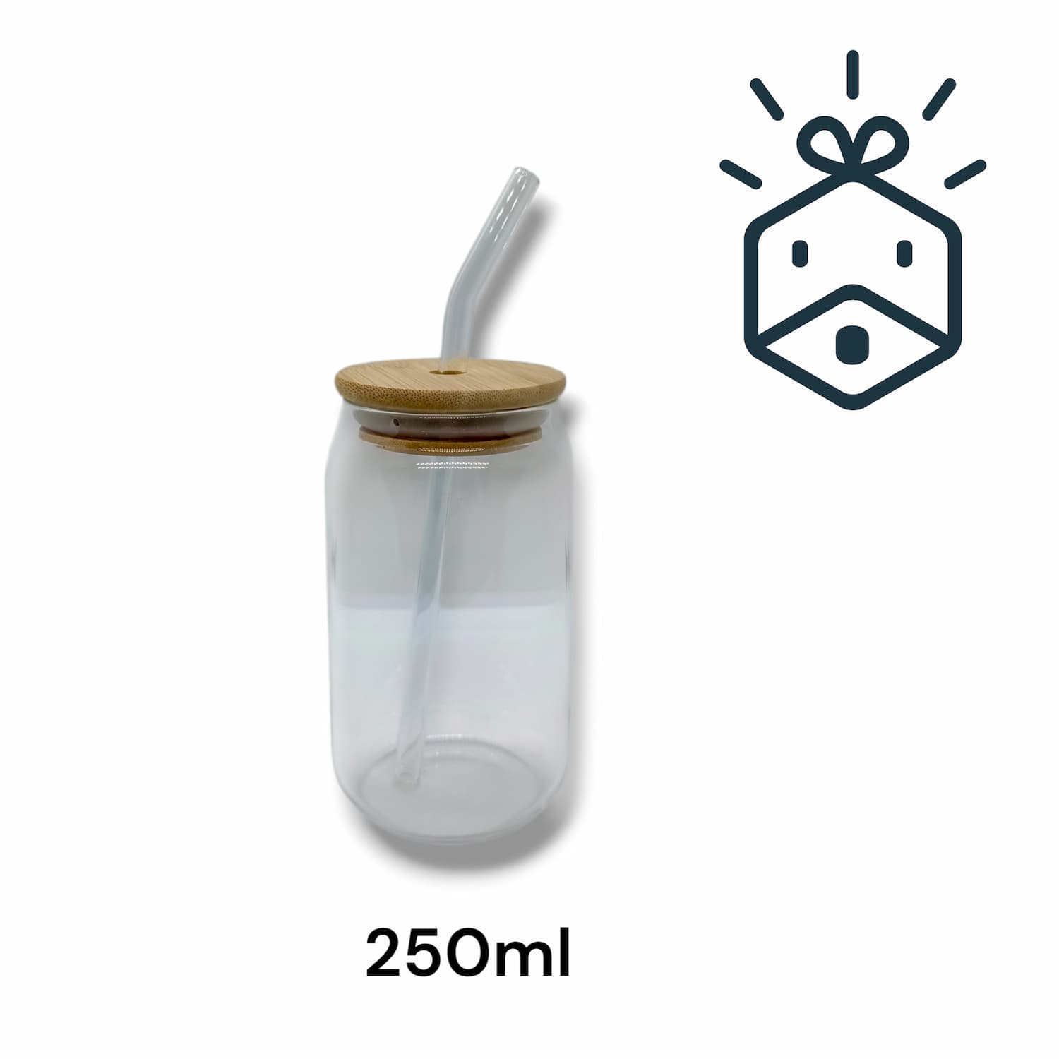 Glass mug with a straw 250 ml