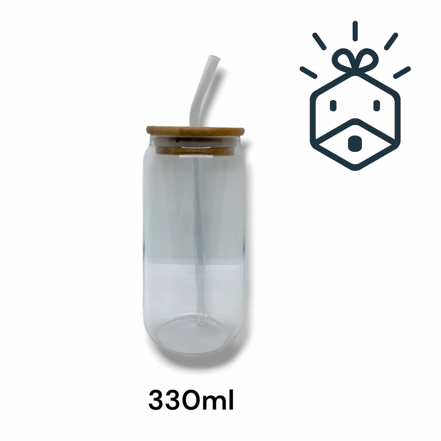 Glass mug with a straw 330 ml