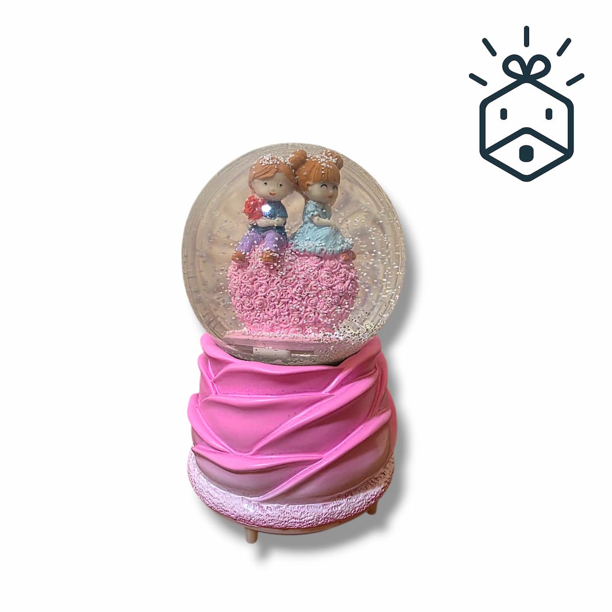 Snow Globe - Boy And Girl Sitting On A Heart