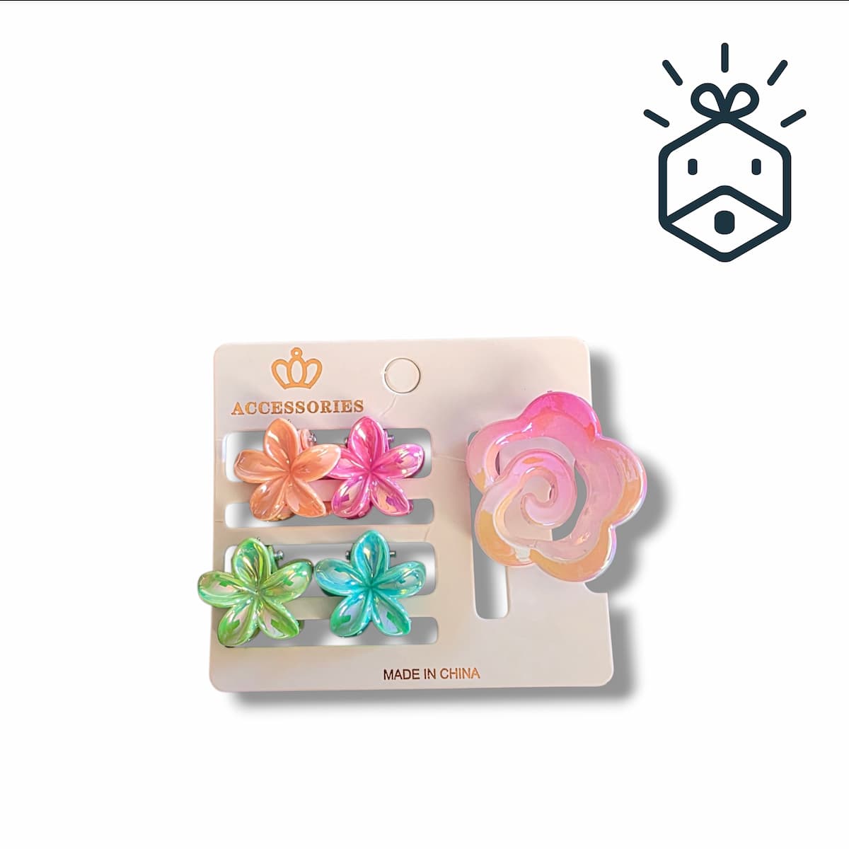 Hair Clip Set - Spiral With Flowers