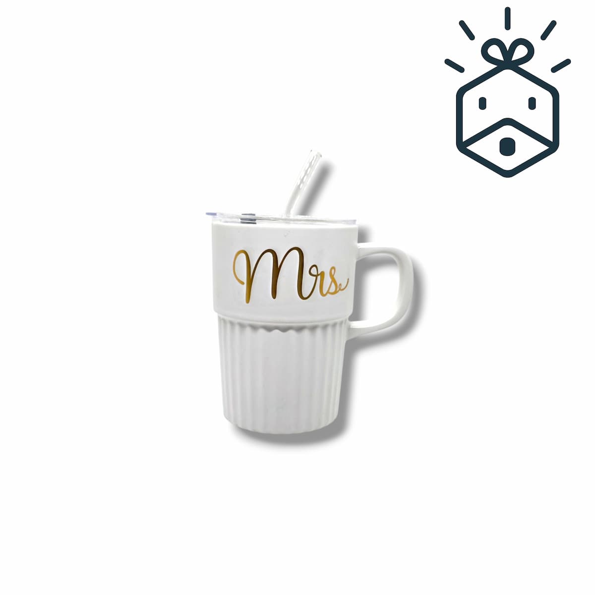 Mrs. And Mr. Mug With Straw