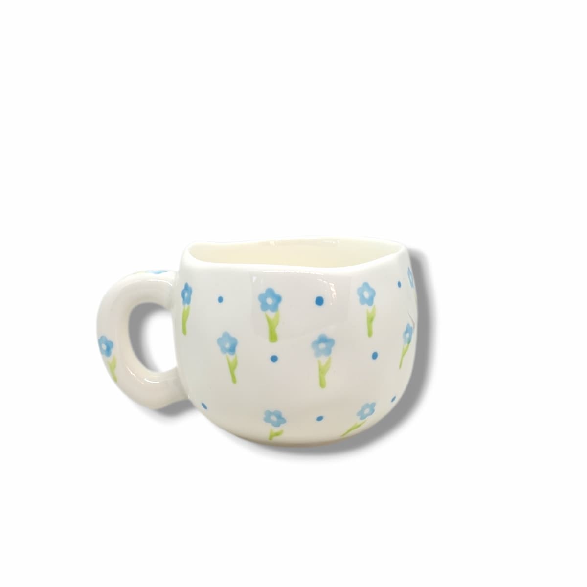 White Mug With Blue Flowers