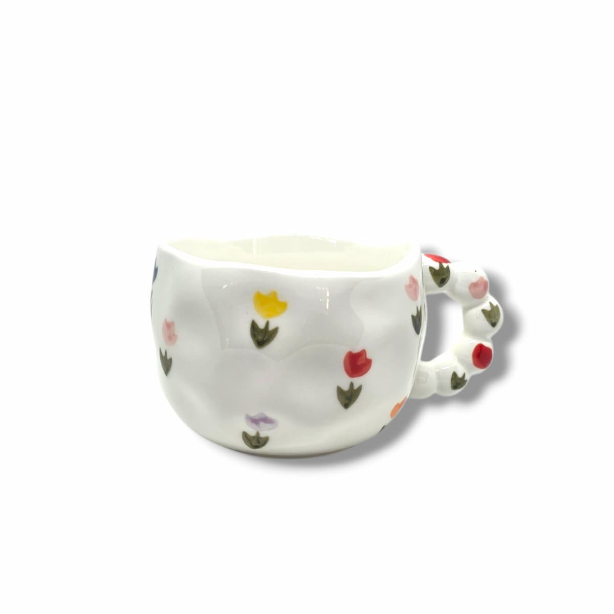 White Mug With Tulip Flowers